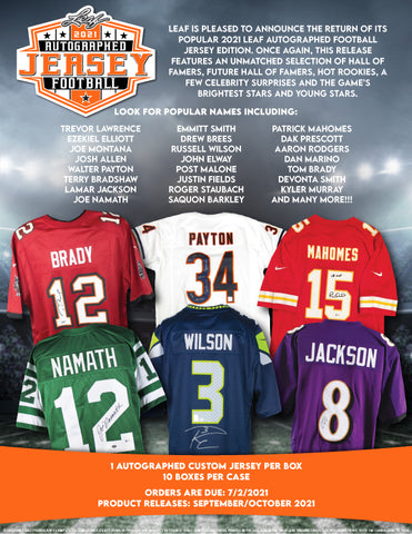 #1 - Leaf Autographed Football Jersey Single Box RT (11/9 Break)