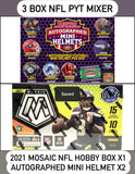 #1 - 3 Box NFL PYT Mixer: 2021 Mosaic NFL Hobby Box x1 + Autographed Mini Helmets x2 (4/5 Break)