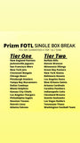 #1 - PRIZM NFL FOTL 1 box 2 Random Team Break **TIERS** (6/1 or 6/2 BREAK)