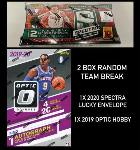 #1 - 2019 Optic NBA & 2020 Spectra Luck Envelope 2 Box RT (1/19 Break)