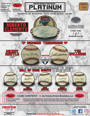 #3 - 4 Box RANDOM LETTER Tri Star Platinum Autographed Baseballs (4/1 Break)